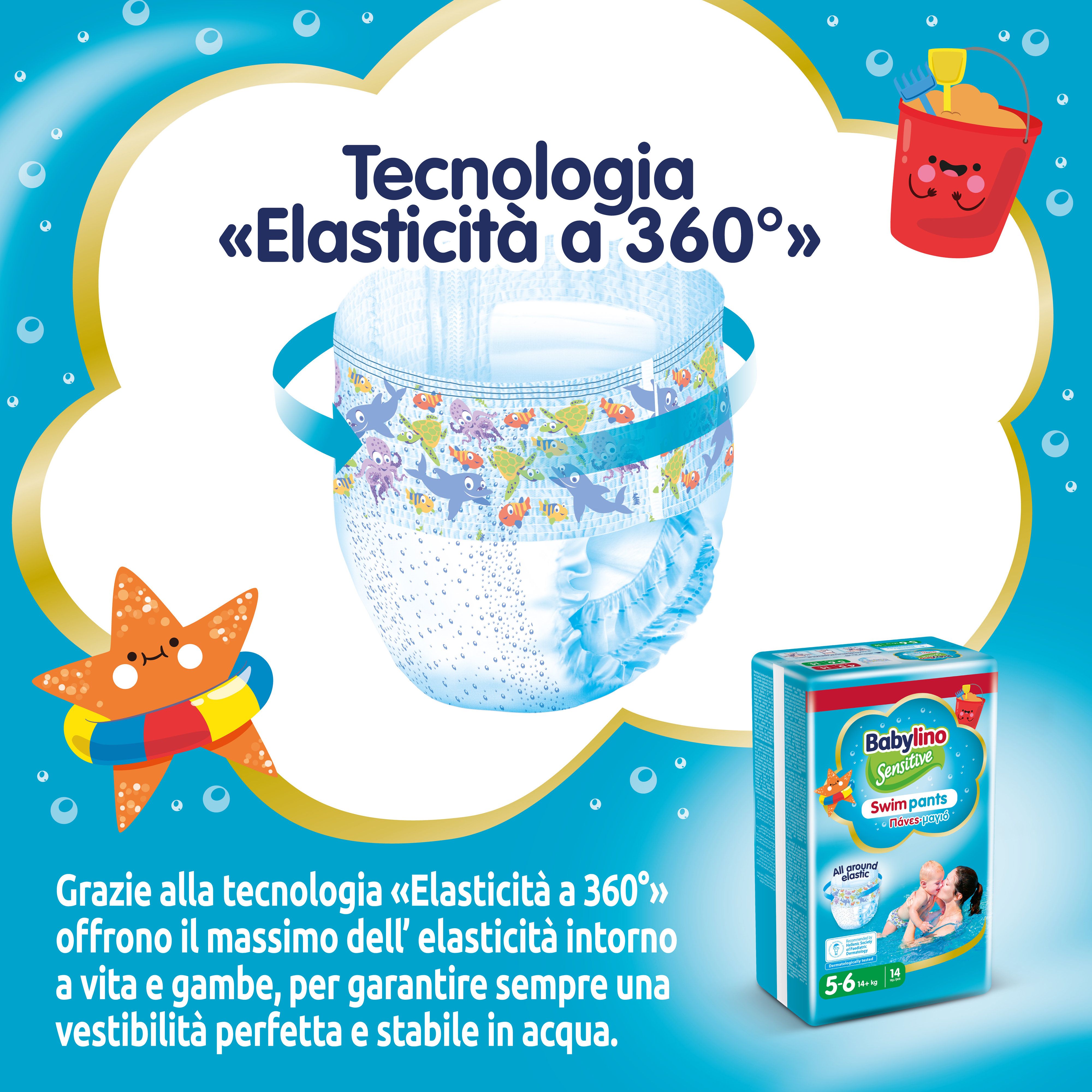 Babylino Sensitive SwimPants, Pannolini Mare e Piscina, Taglia 5/6 (oltre 14kg), 14 Unità