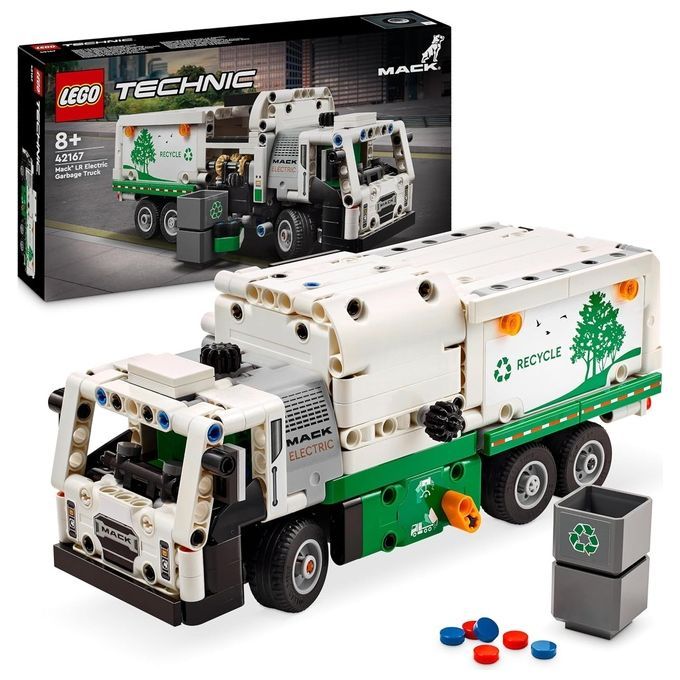 LEGO Technic 42167 Camion della Spazzatura Mack LR Electric, Veicolo Giocattolo Raccolta Rifiuti, G