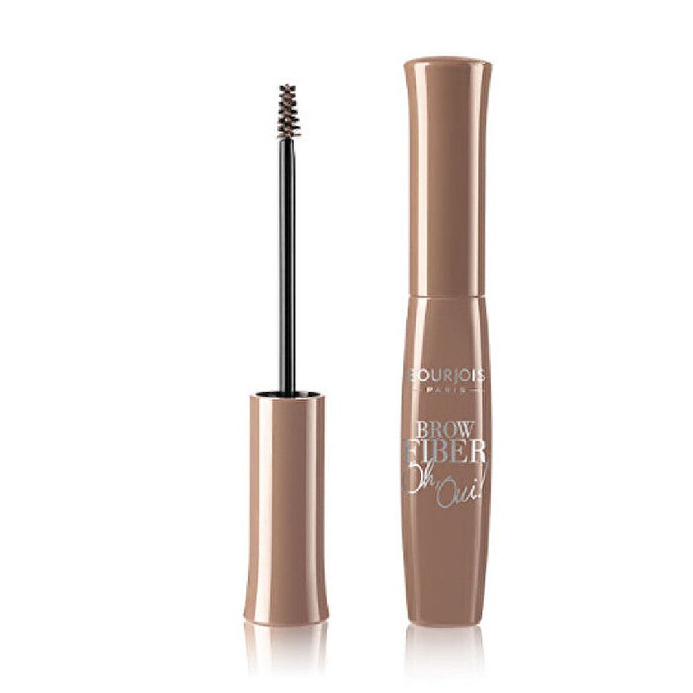 Mascara per sopracciglia Bourjois Brow Fiber, tubo marrone chiaro con spazzola. Scritta: Brow Fiber Oh Oui!