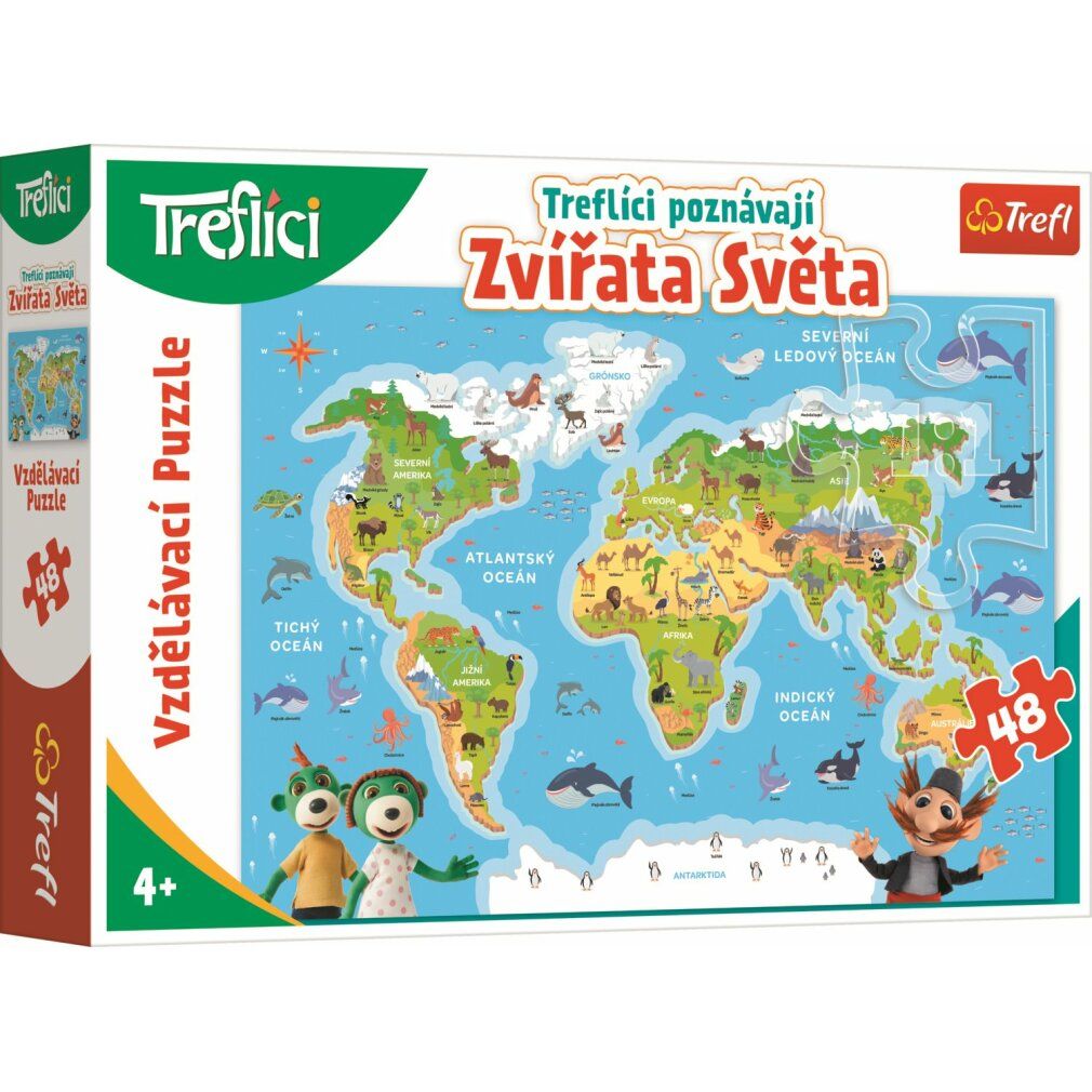 Puzzle Treflici conosci gli animali del mondo 48 pezzi