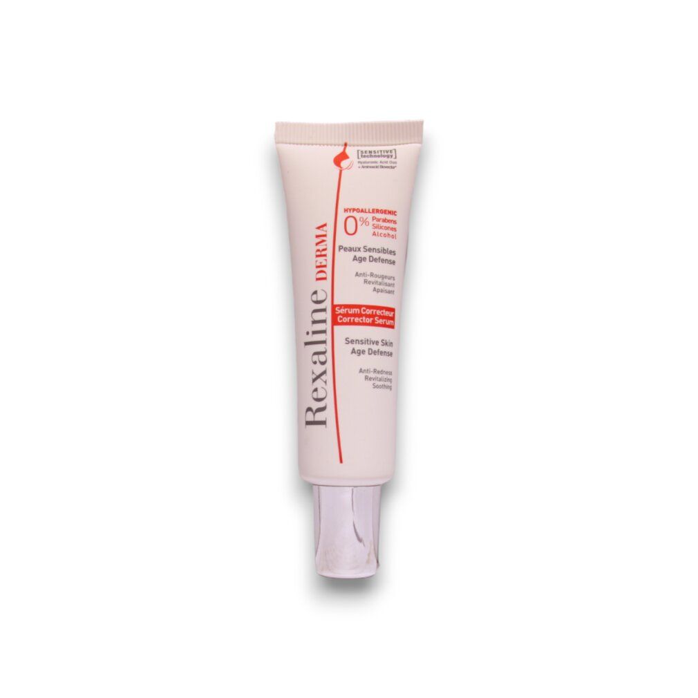 Tubo di siero correttore Rexaline Derma con tappo a vite argentato.