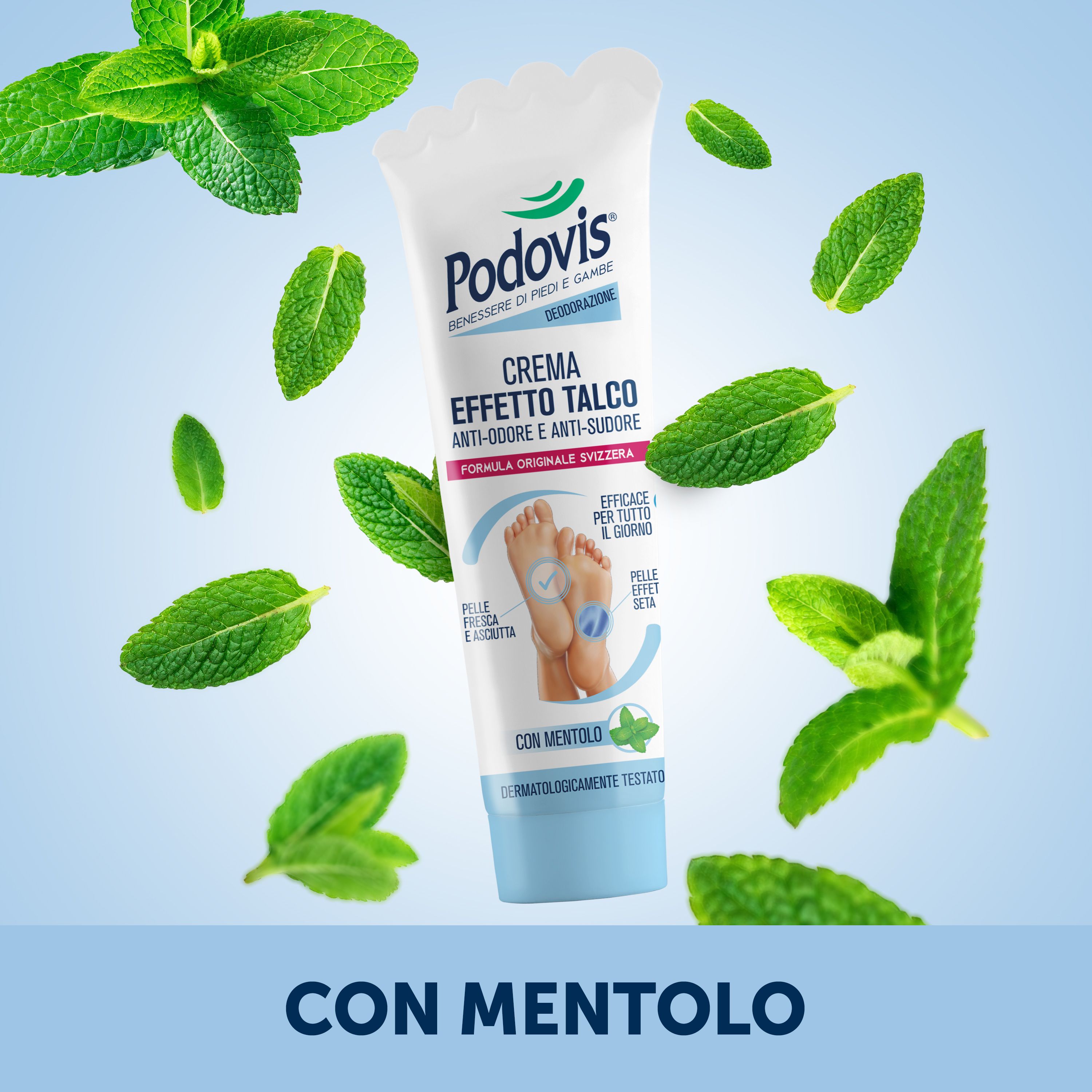 Podovis Crema Effetto Talco – Deodorante Piedi, Assorbe Sudore, 100 ml