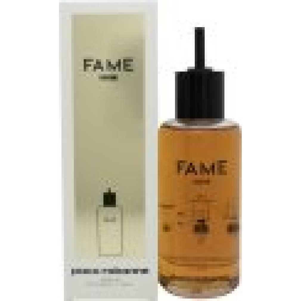 Flacone e confezione Rabanne Fame Parfum. Scatola dorata con scritta "FAME PARFUM".