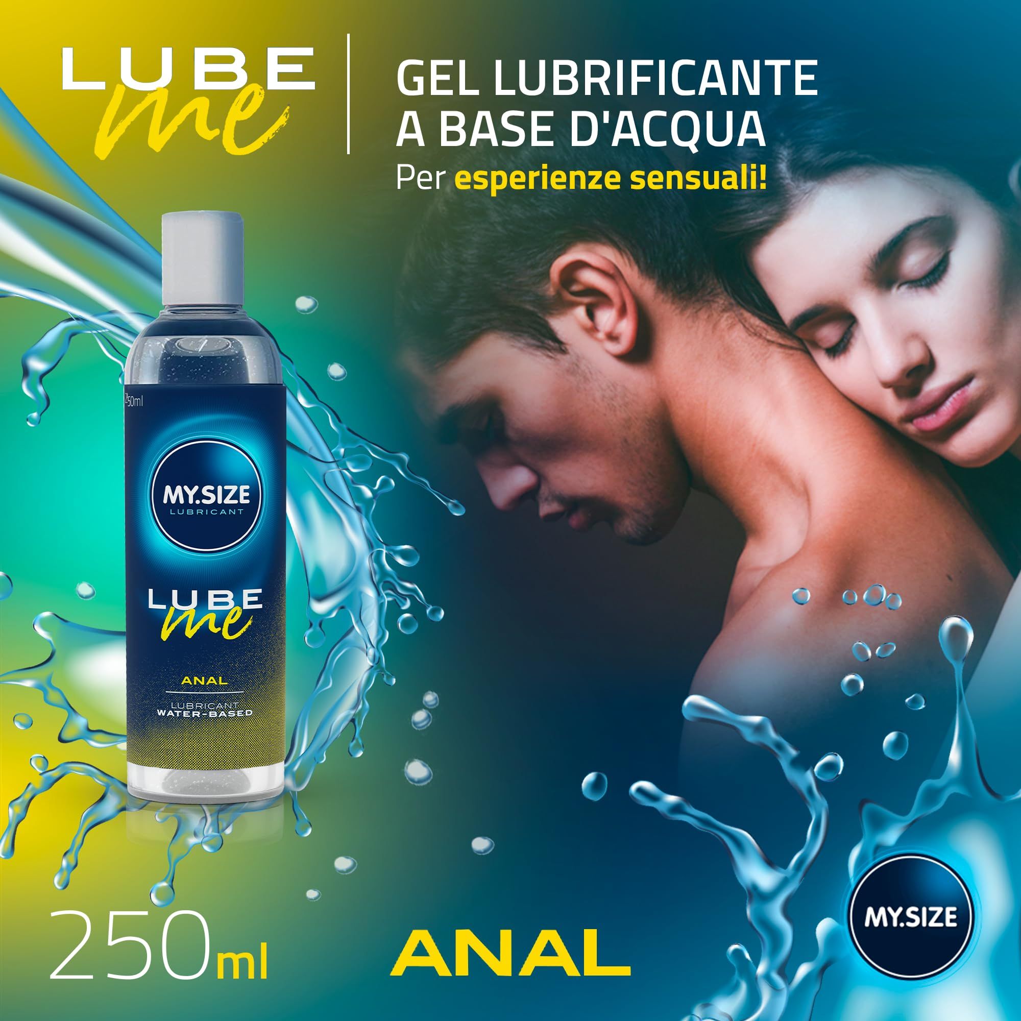 Gel lubrificante MY.SIZE LUBE ME Anal, flacone da 250ml con una coppia. A base d'acqua.