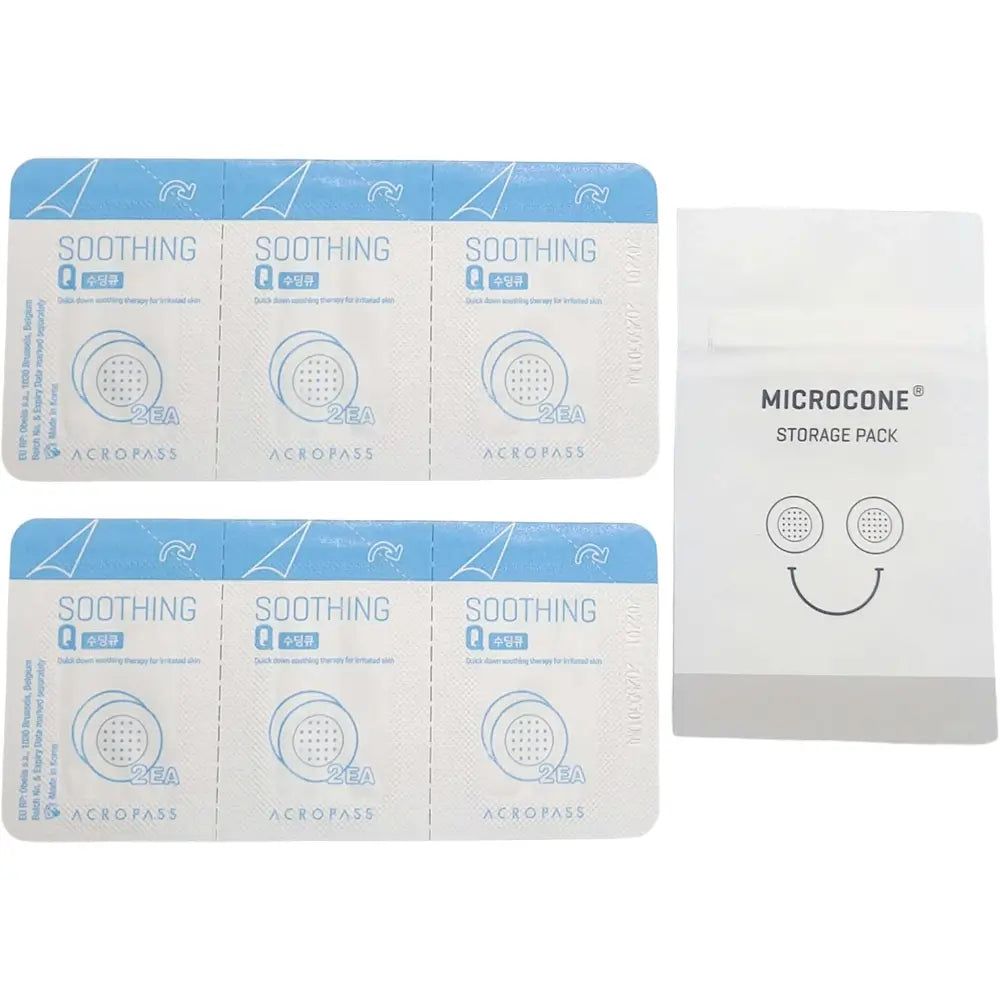 Strisce di cerotti micro-aghi lenitivi ACROPASS Soothing Q e sacchetto di conservazione.