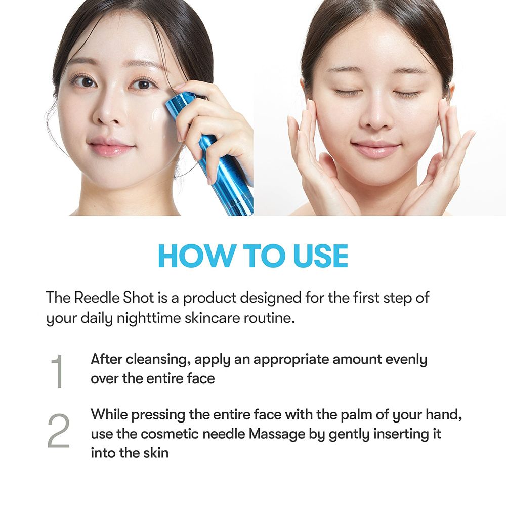 Istruzioni per l'uso: 'HOW TO USE'. Due donne dimostrano l'applicazione. Il testo descrive i passaggi di applicazione.