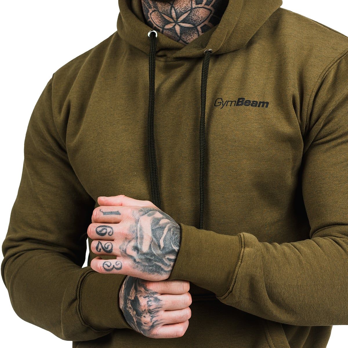 GymBeam Felpa uomo Athlete Military Green Black regular con cappuccio