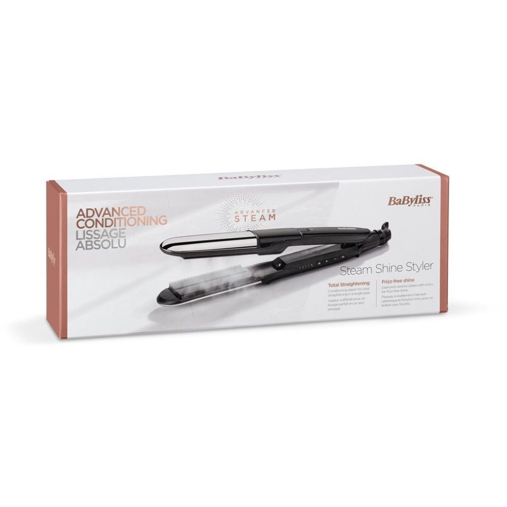BaByliss Steam Mist Styler Piastra per capelli Vapore Nero, Argento 67 W 2,5 m