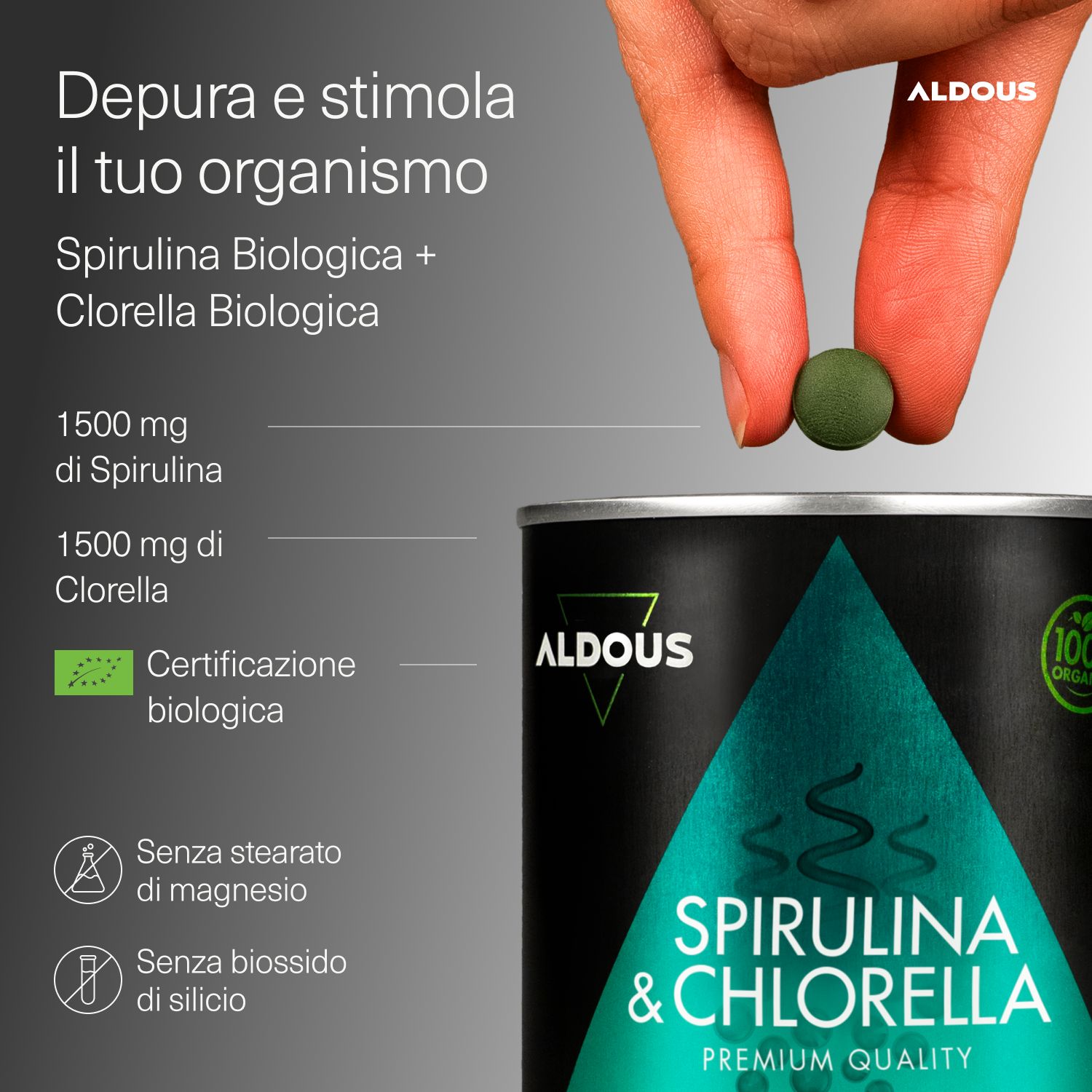 Aldous - Spirulina e Clorella Bio - Detox, Energia