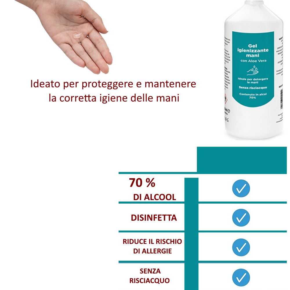 GEL MANI DISINFETTATENTE 1 L 70% ALCOOL GEL IGIENIZZANTE