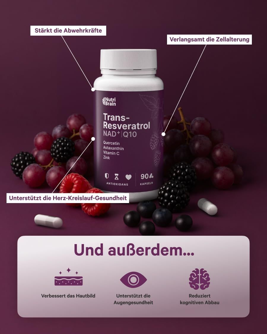 NUTRIBRAIN Trans-Resveratrolo, NAD⁺, Coenzima Q10 Capsula