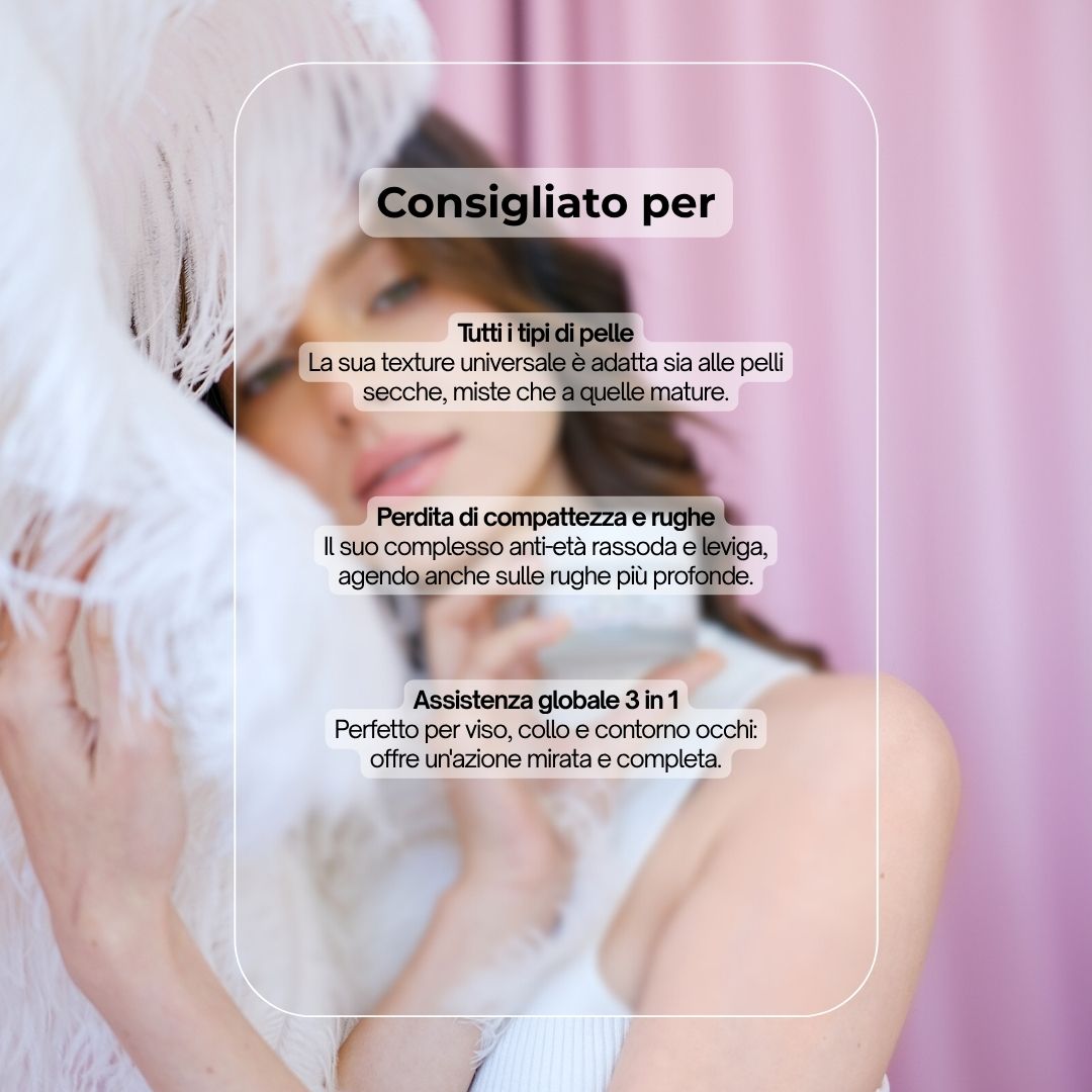 Vasetto di crema con testo. Scritta: Dr. SEA, Lifting Cream, per viso, occhi e collo. Melograno & Zenzero SPF15.