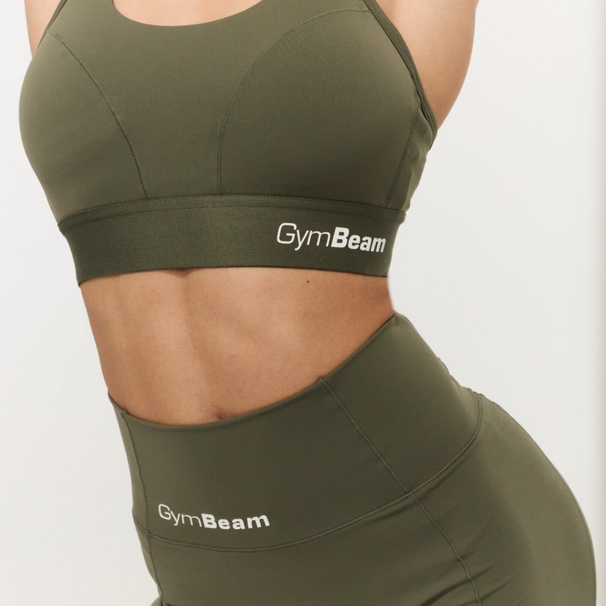 GymBeam Reggiseno sportivo donna Combat con spalline regolabili Olive Grey