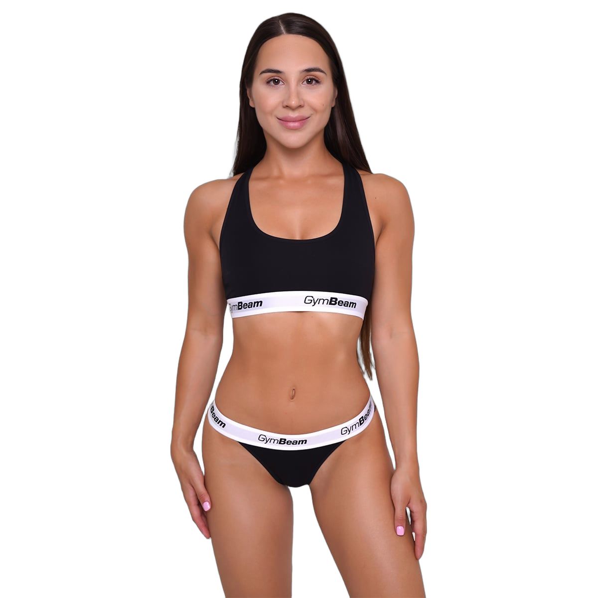 GymBeam Perizoma donna 3Pack tanga in cotone ed elastane nero