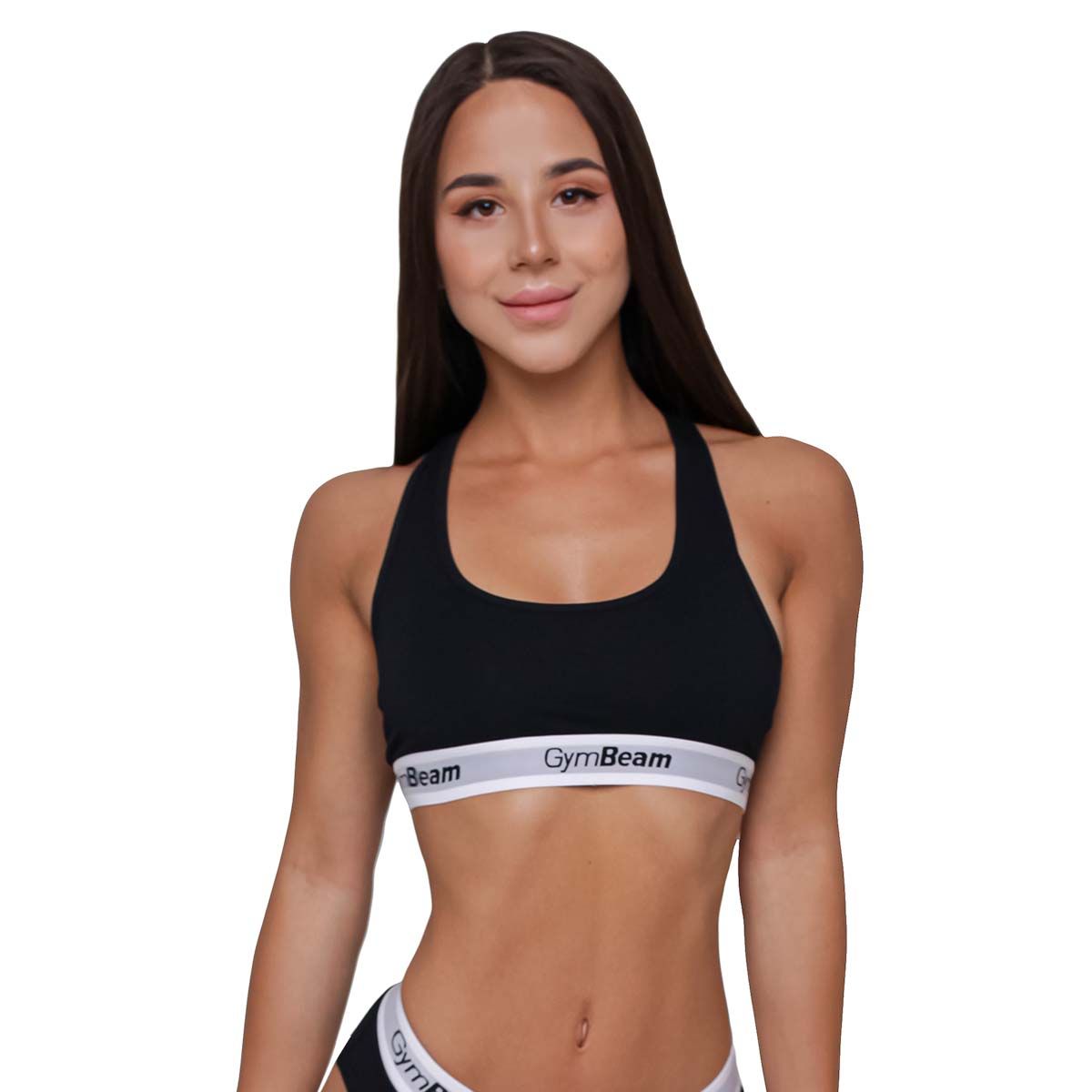 GymBeam Bralette donna senza imbottitura con spalline larghe nera