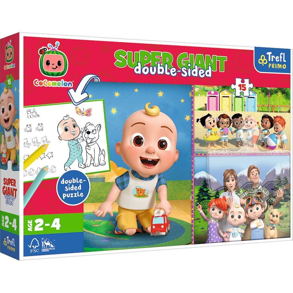 Puzzle reversibile trefl Cocomelon: Happy day with friends super giant 15 pezzi