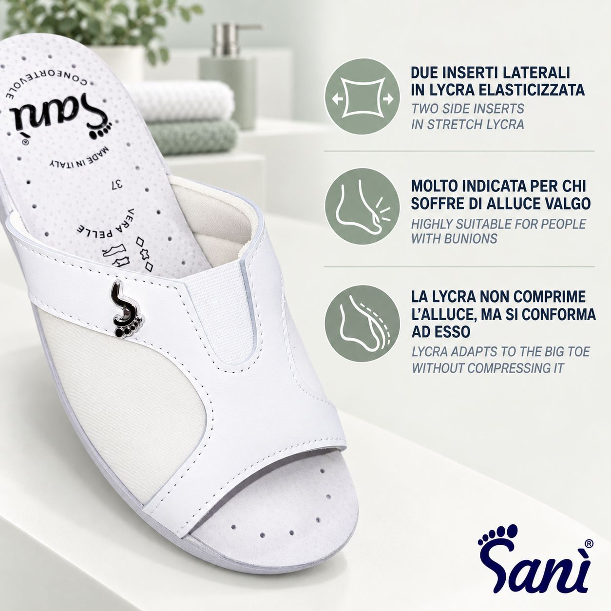 Sanì pantofola sanitaria da donna per alluce valgo