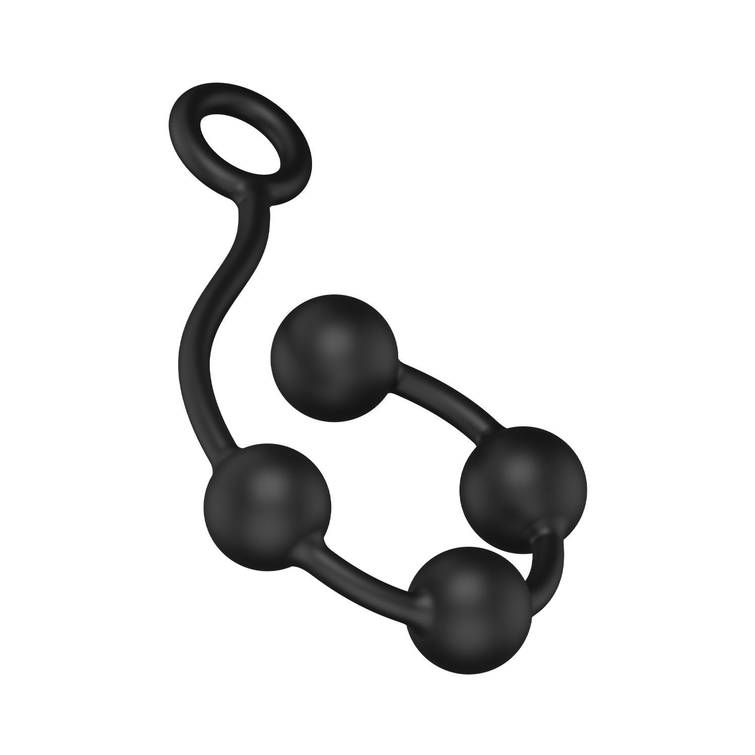 Perline anali nere, 4 sfere e anello.