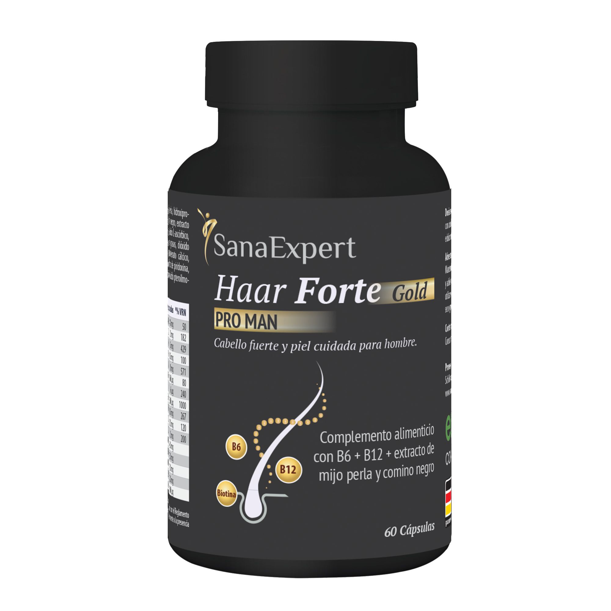 SanaExpert Haar Forte Gold Pro Man – con miglio perlato, estratto di cumino nero e saw palmetto