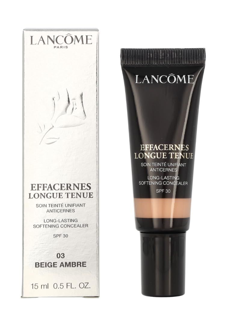 Lancôme Effacernes Longue Tenue. Tubo e confezione. Beige Ambre. SPF 30. Tappo nero. Informazioni sul prodotto.