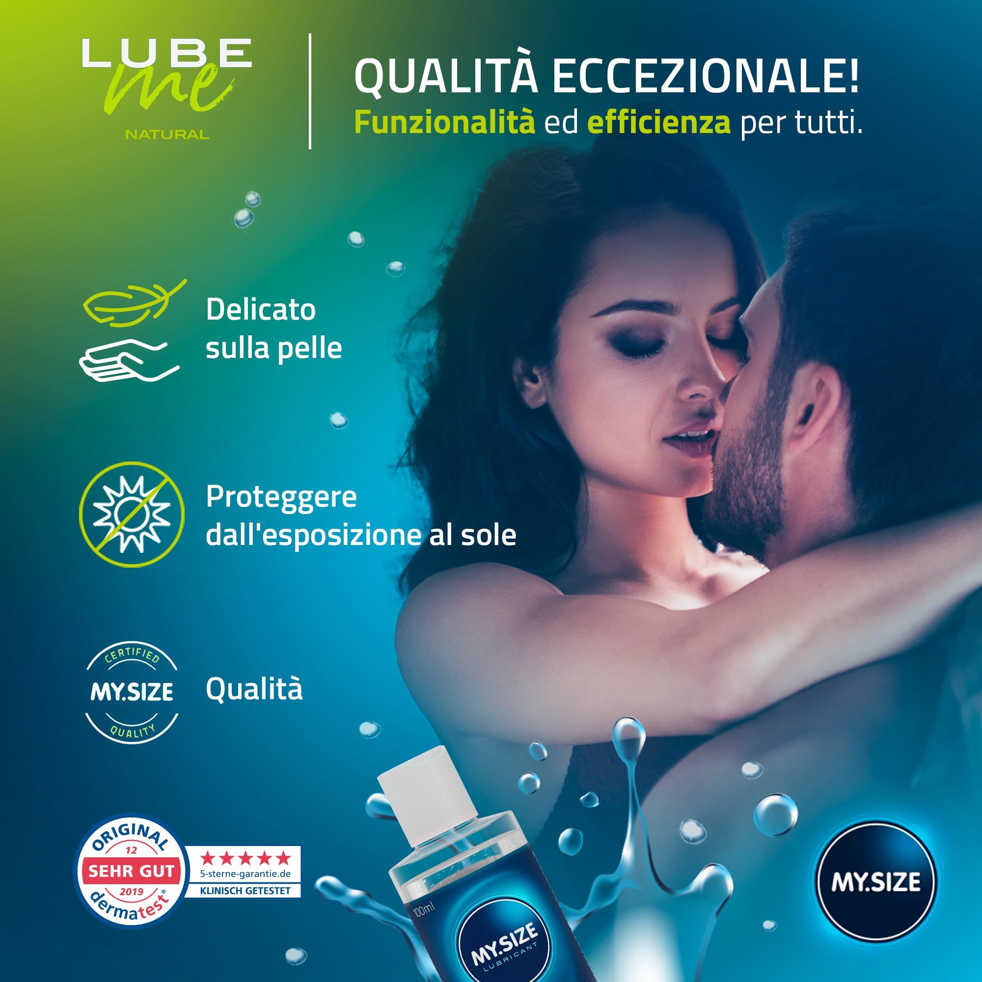 Gel lubrificante My.Size Lube Me Natural, 100ml. A base d'acqua, delicato sulla pelle.