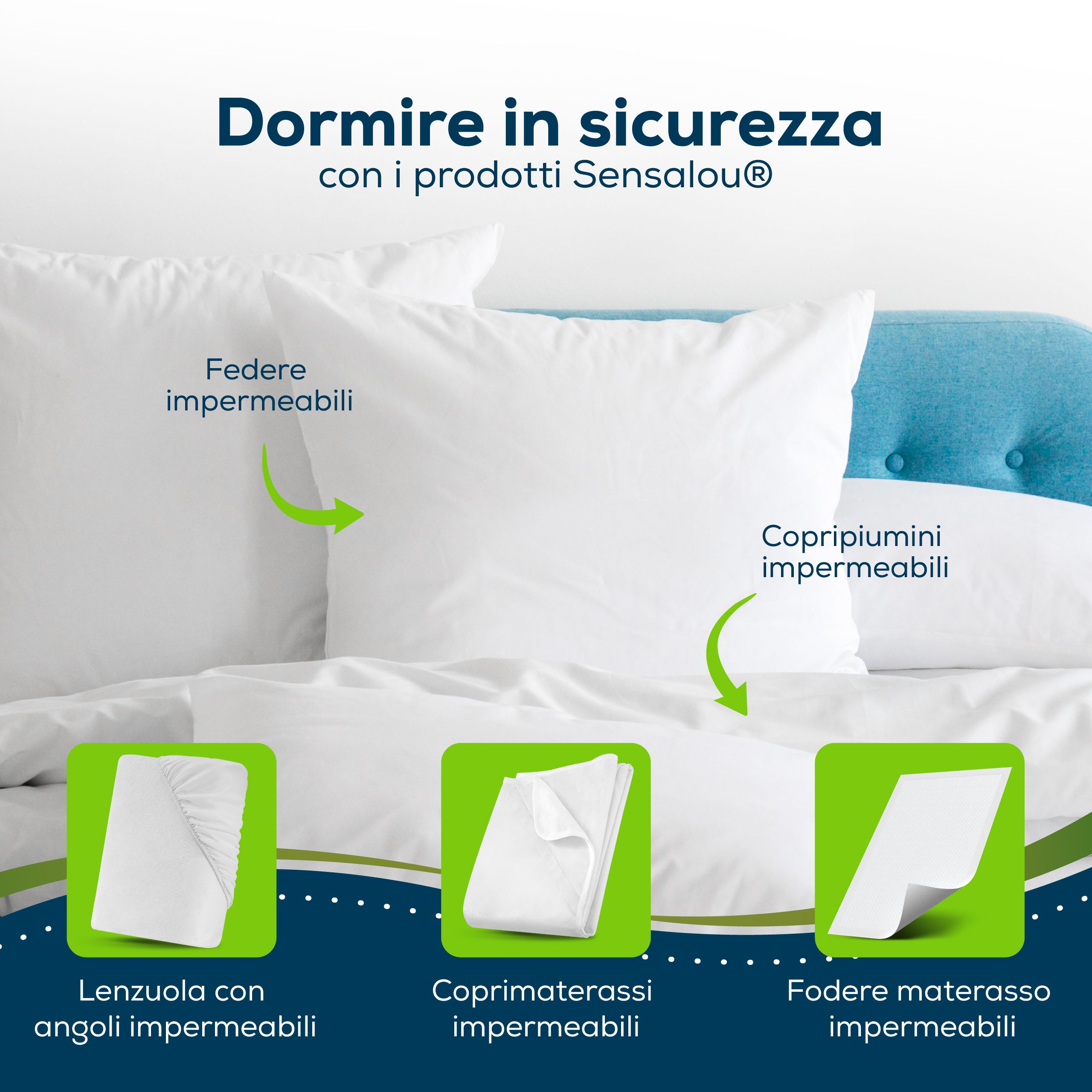 Sensalou copripiumino impermeabile bianco - 200 x 200