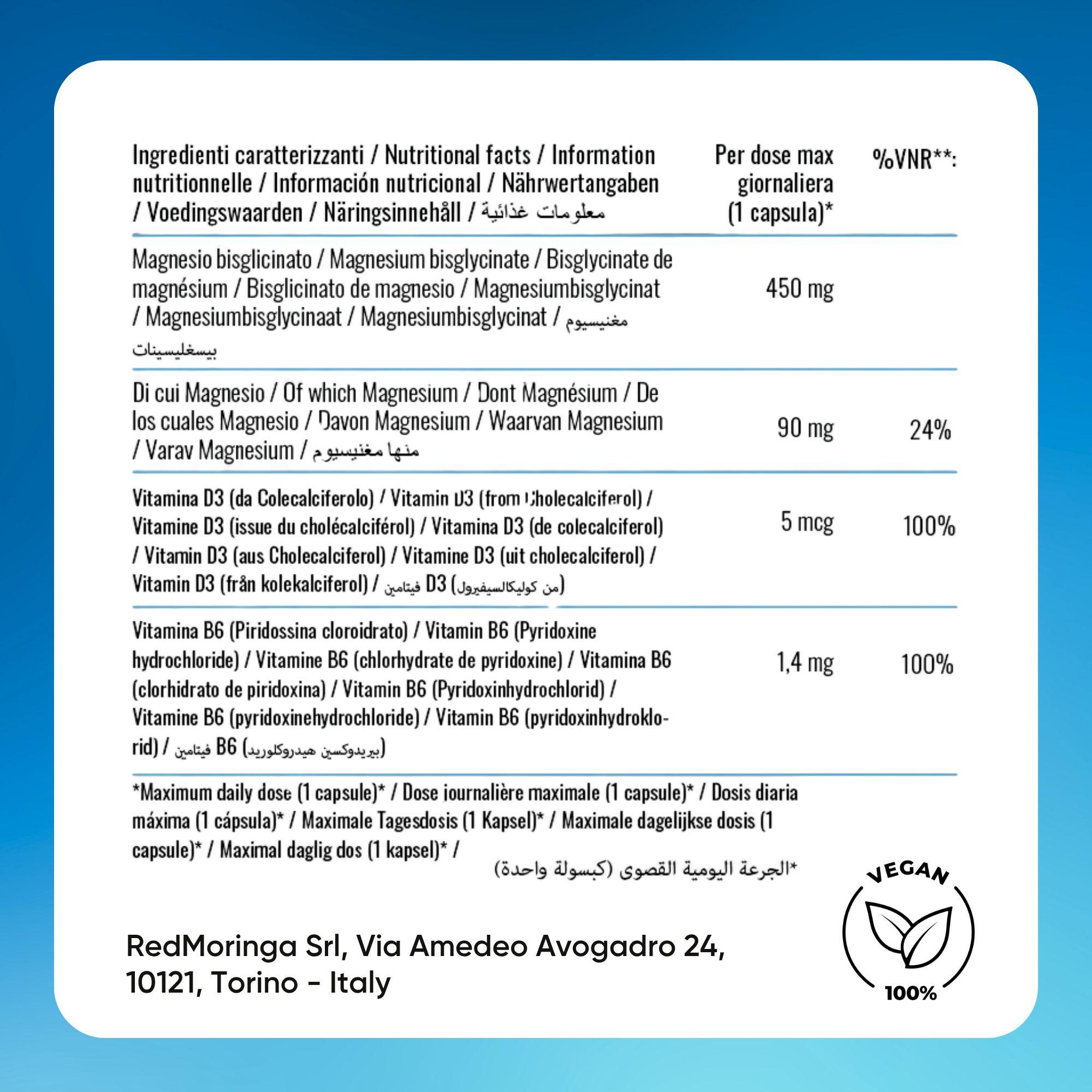 Oravita Magnesio Bisglicinato 450mg + Vitamina D3 B6