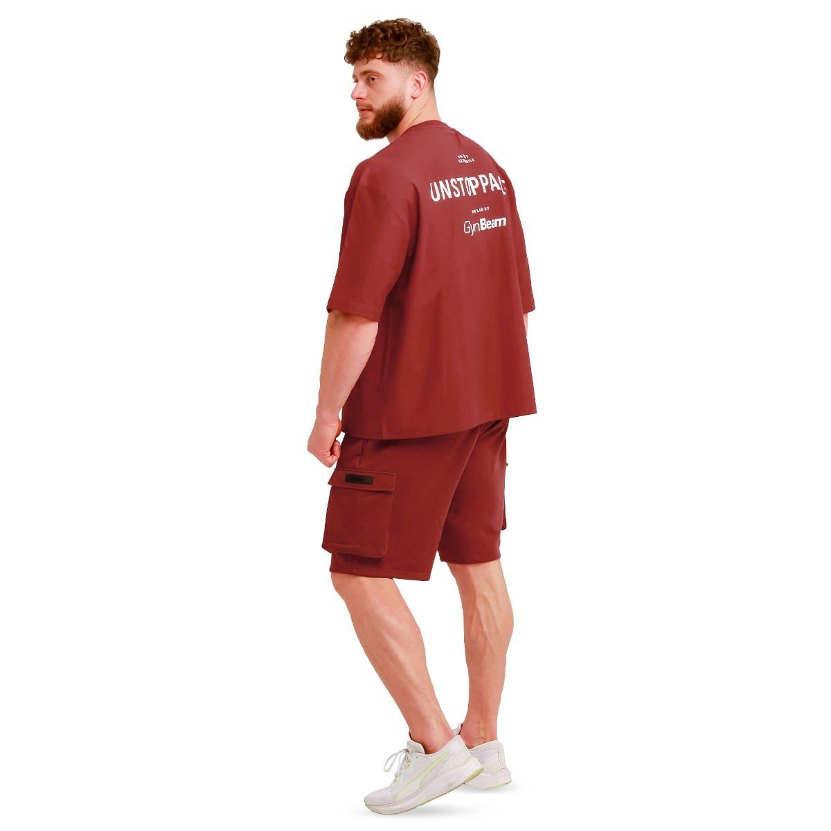 GymBeam Maglietta uomo Unstoppable oversize rossa
