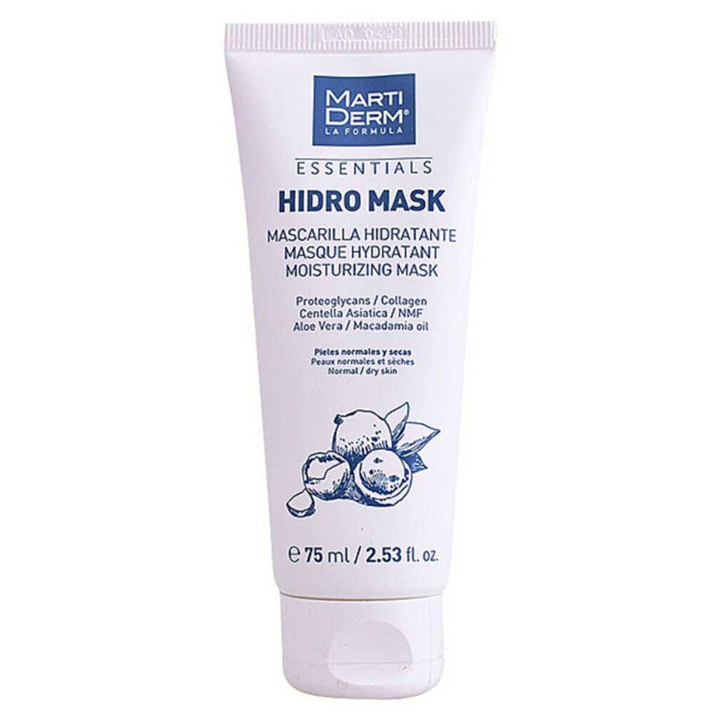 Tubo bianco con scritte blu. Contiene Hidro Mask, maschera idratante. 75 ml. Per pelli da normali a secche.