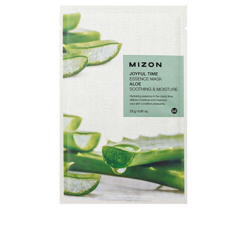 Maschera viso all'aloe vera. Confezione con nome del prodotto e ingredienti. Fette di aloe vera come decorazione.
