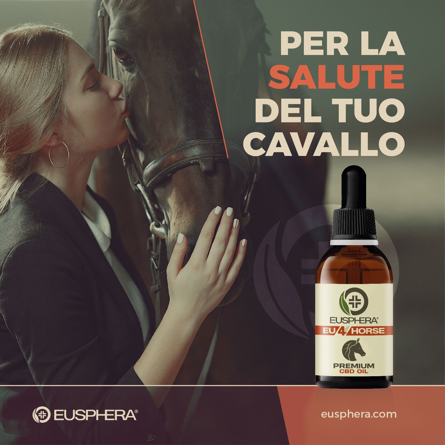 Olio CBD per la salute dei cavalli ad azione tranquillante - Eusphera EU4HORSE