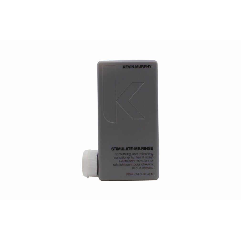 Flacone grigio con tappo bianco. Scritta: KEVIN.MURPHY, STIMULATE-ME.RINSE. Testo in inglese e francese.