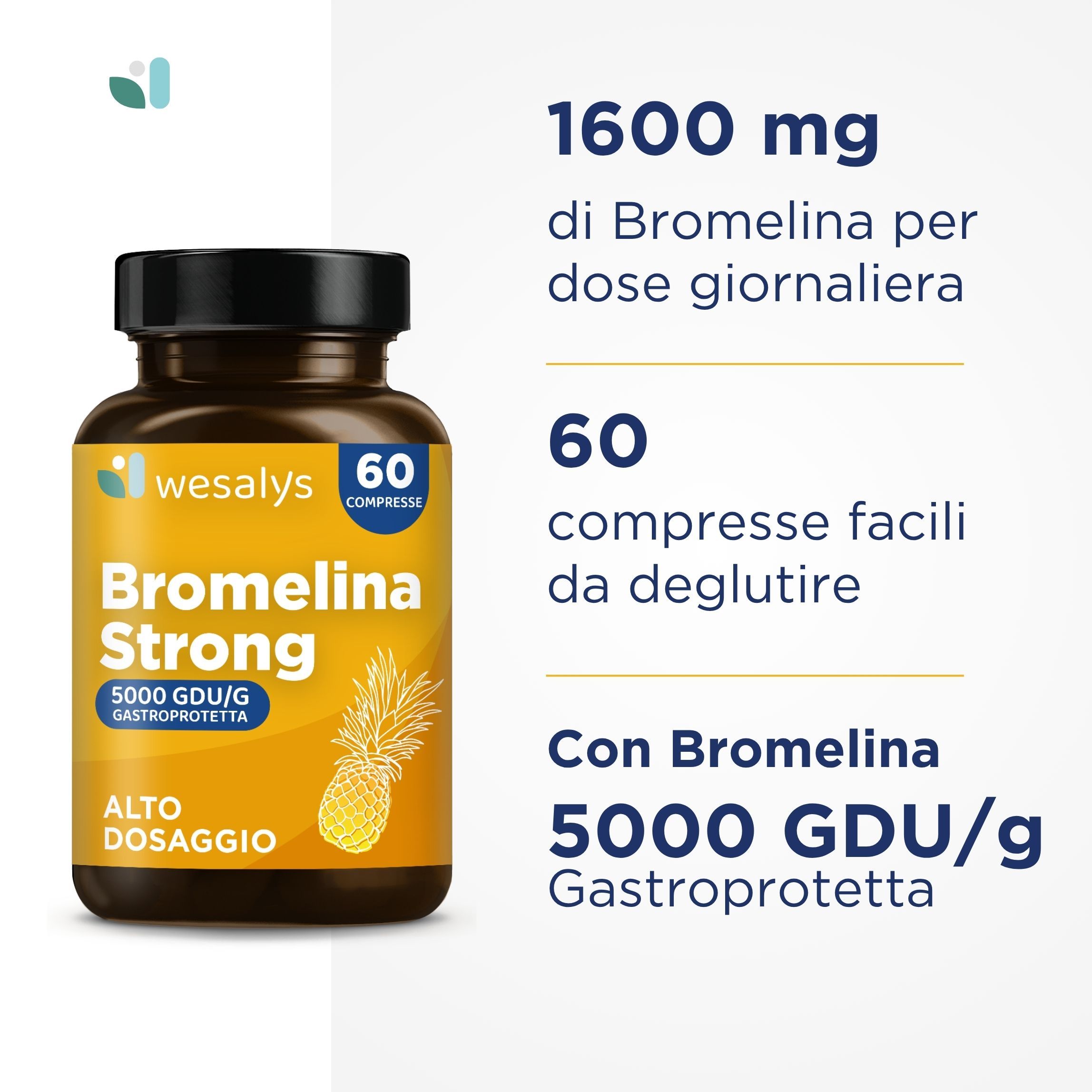 Bromelina Strong di WESALYS® - Drenante e contro Gambe pesanti e Cellulite