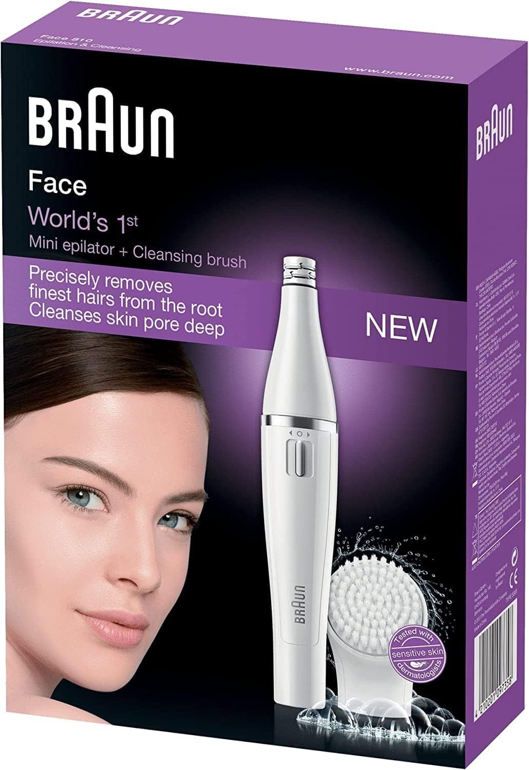 Braun FaceSpa epilatore per il viso delle donne, spazzola per la pulizia del viso