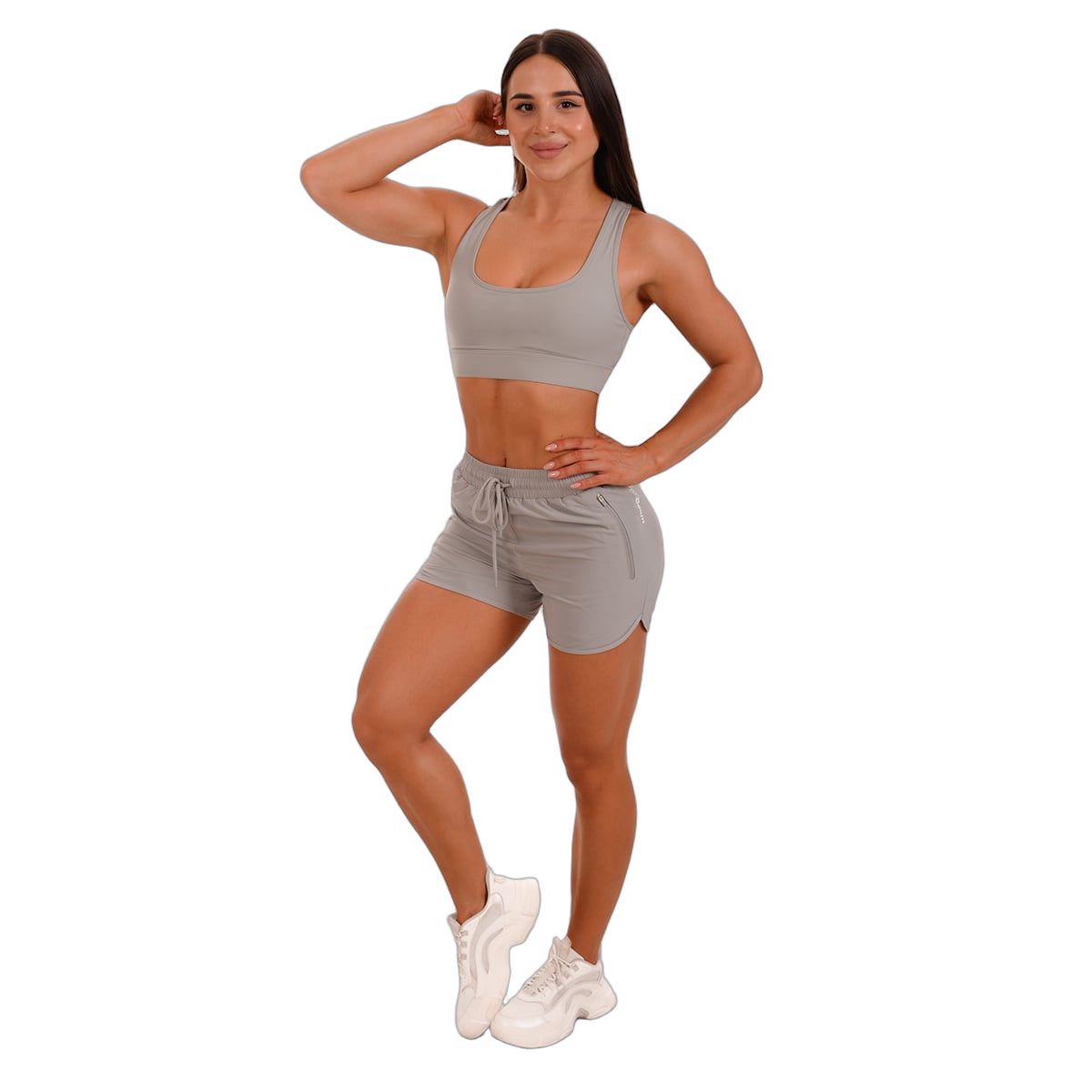 GymBeam Reggiseno sportivo donna Mesh Panel con spalline larghe grigio