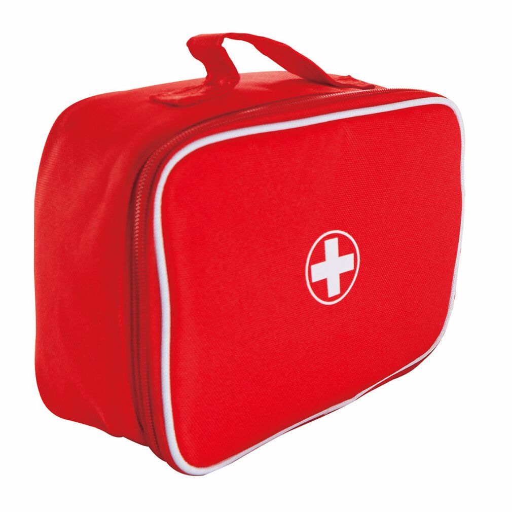 Borsetta medica rossa con croce bianca e cerniera, Hape Dein Doktorset.