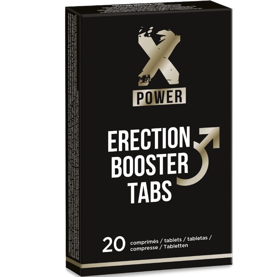 Fronte della confezione XPOWER Erection Booster Tabs da 20 compresse.