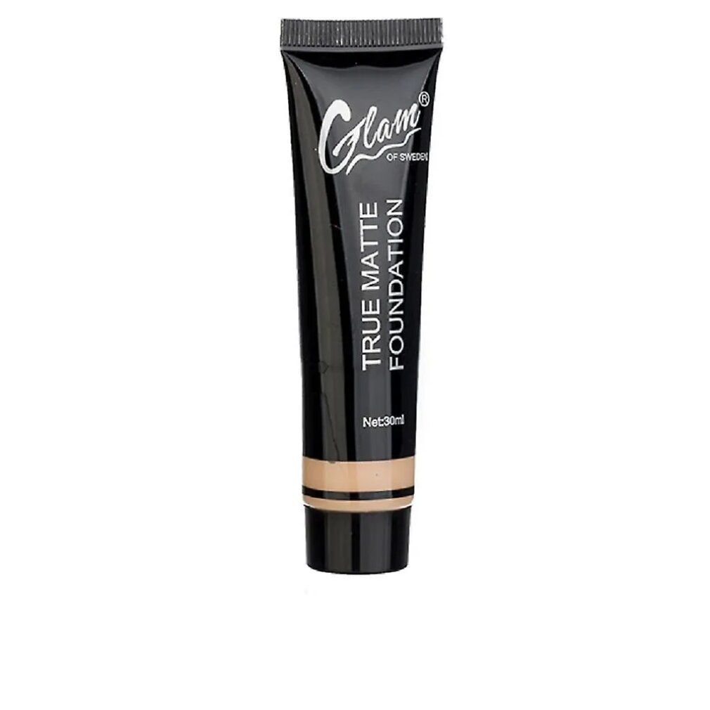 Tubo nero con scritta Glam of Sweden, True Matte Foundation. Tonalità Honey. Netto 30ml.