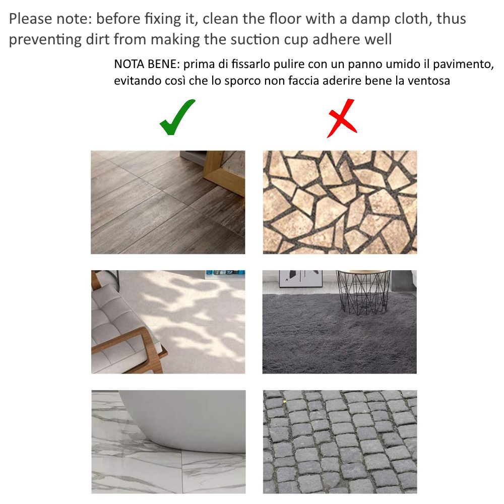 Confronto delle superfici per l'uso della barra per sit-up. Superfici adatte e non adatte.