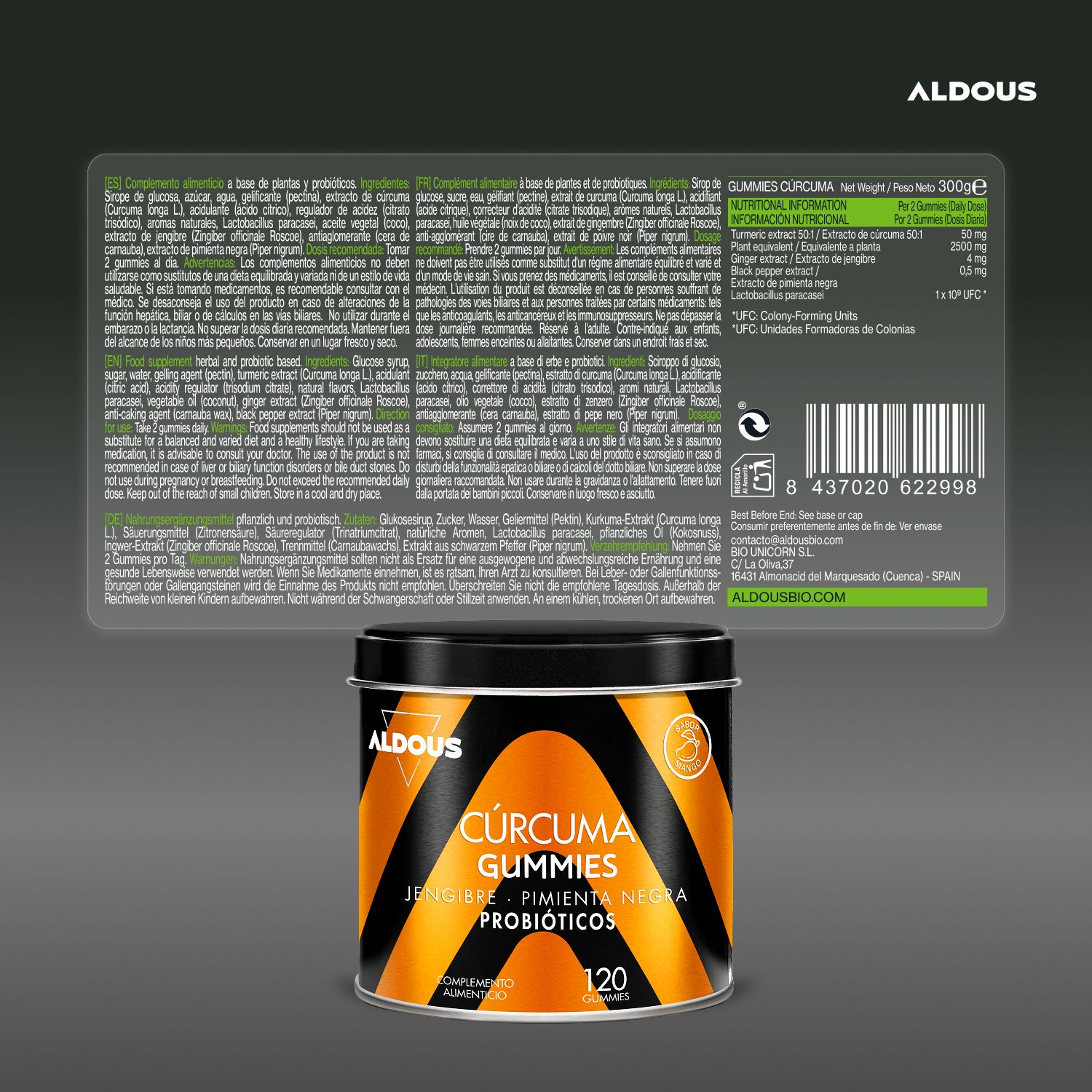 Aldous - Curcuma con Probiotici Gummies - Antinfiammatorio Naturale