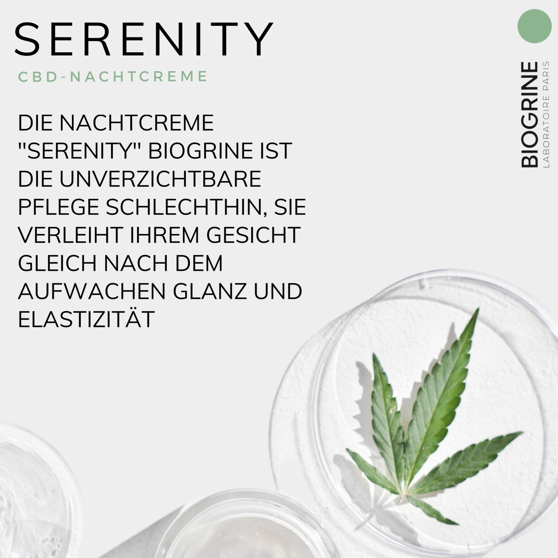 BIOGRINE Crema notte rivitalizzante "SERENITY" – CBD e tè verde