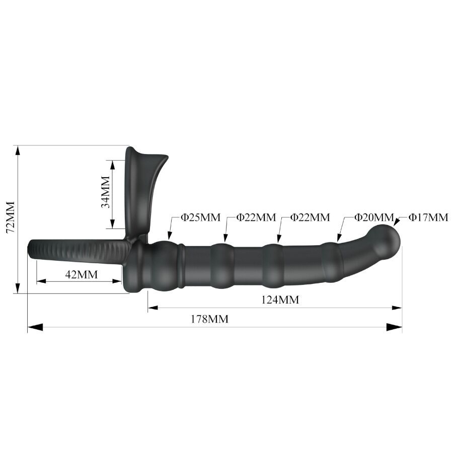 Tatum Vibrating Penis Ring With Plug 10 Vibrations Black