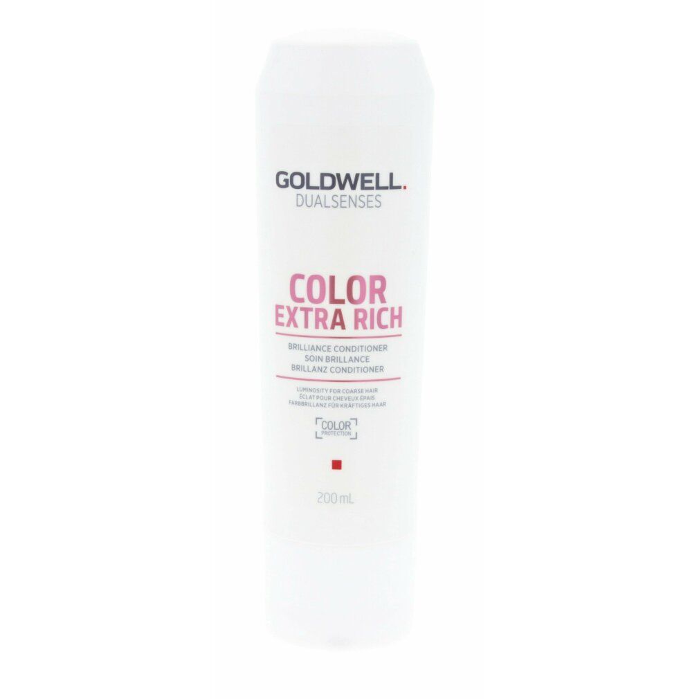 Tubo bianco Goldwell Dualsenses Color Extra Rich Brilliance Conditioner. Testo rosa e nero. 200ml.