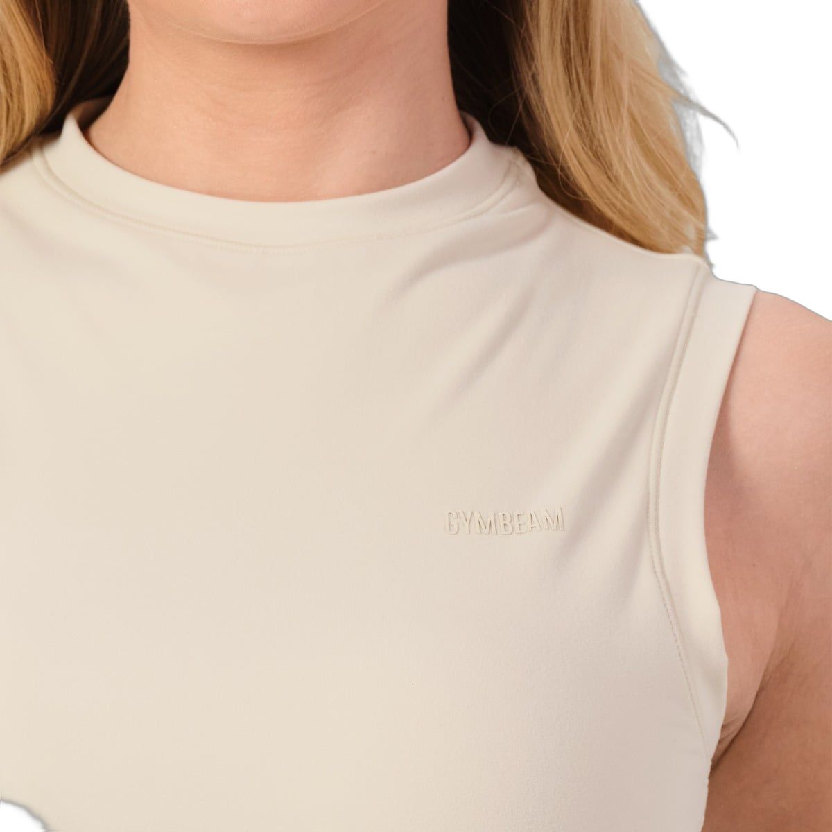 GymBeam Top donna NEO a collo alto senza maniche Almond