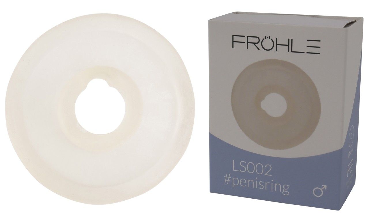 Fröhle LS002 Anello per pene 21 mm accanto alla confezione.
