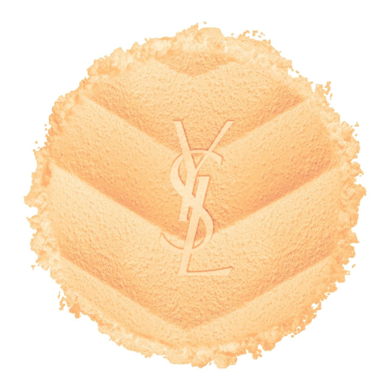 Puff con logo in rilievo. Puff beige con motivo a spina di pesce e logo.