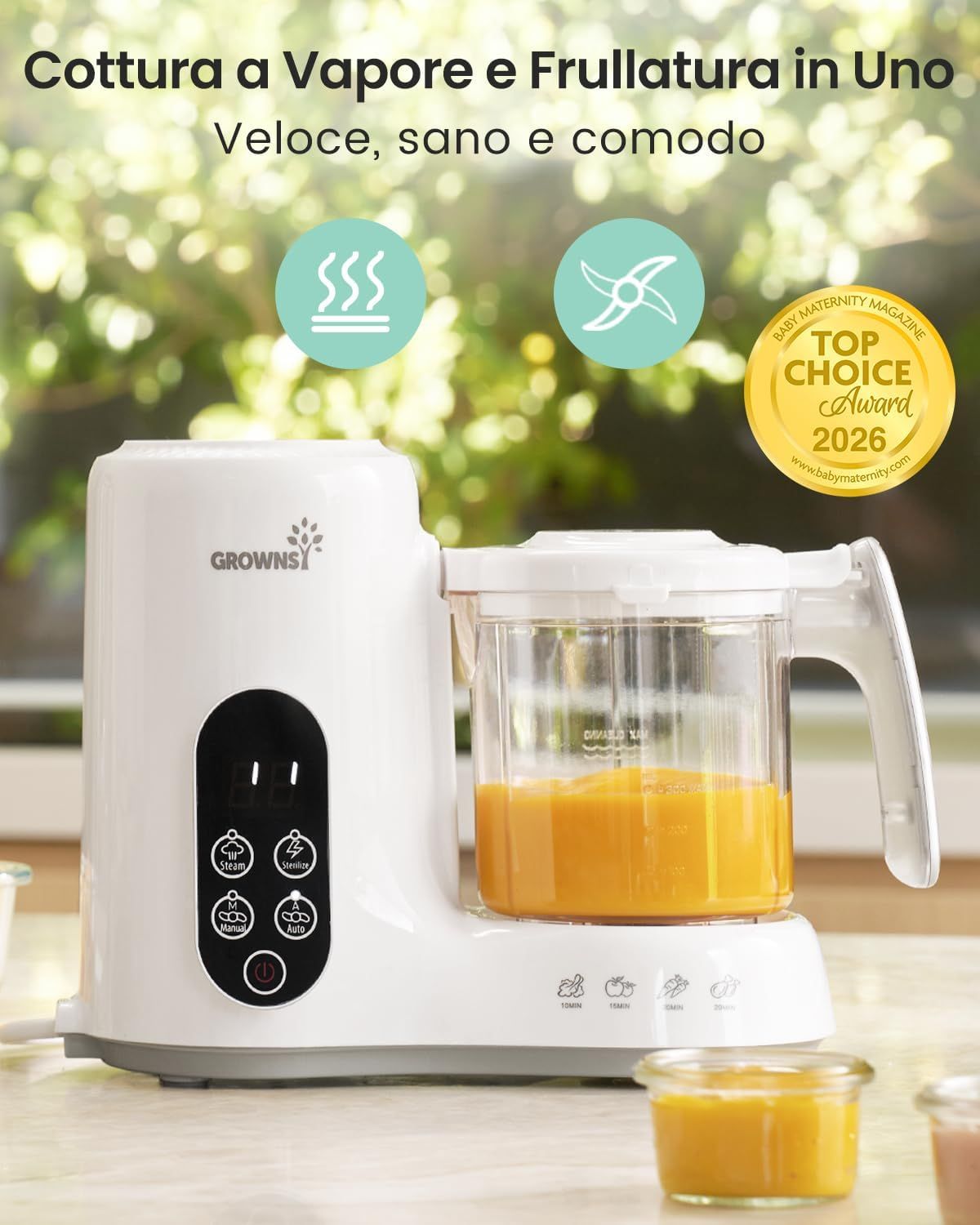 Preparatore di pappe con cestello a vapore Grownsy - Cuocivapore