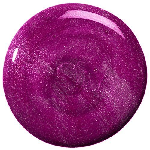 Macchia rotonda di smalto per unghie rosa con glitter.