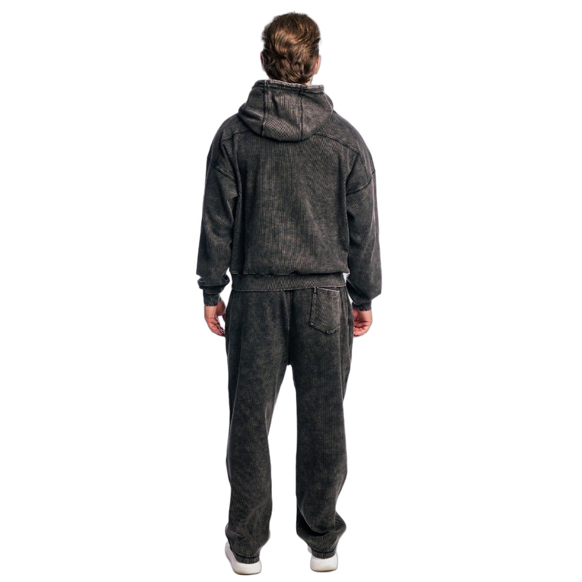 GymBeam Joggers uomo oversize con gamba larga e tasche Aura Washed Black