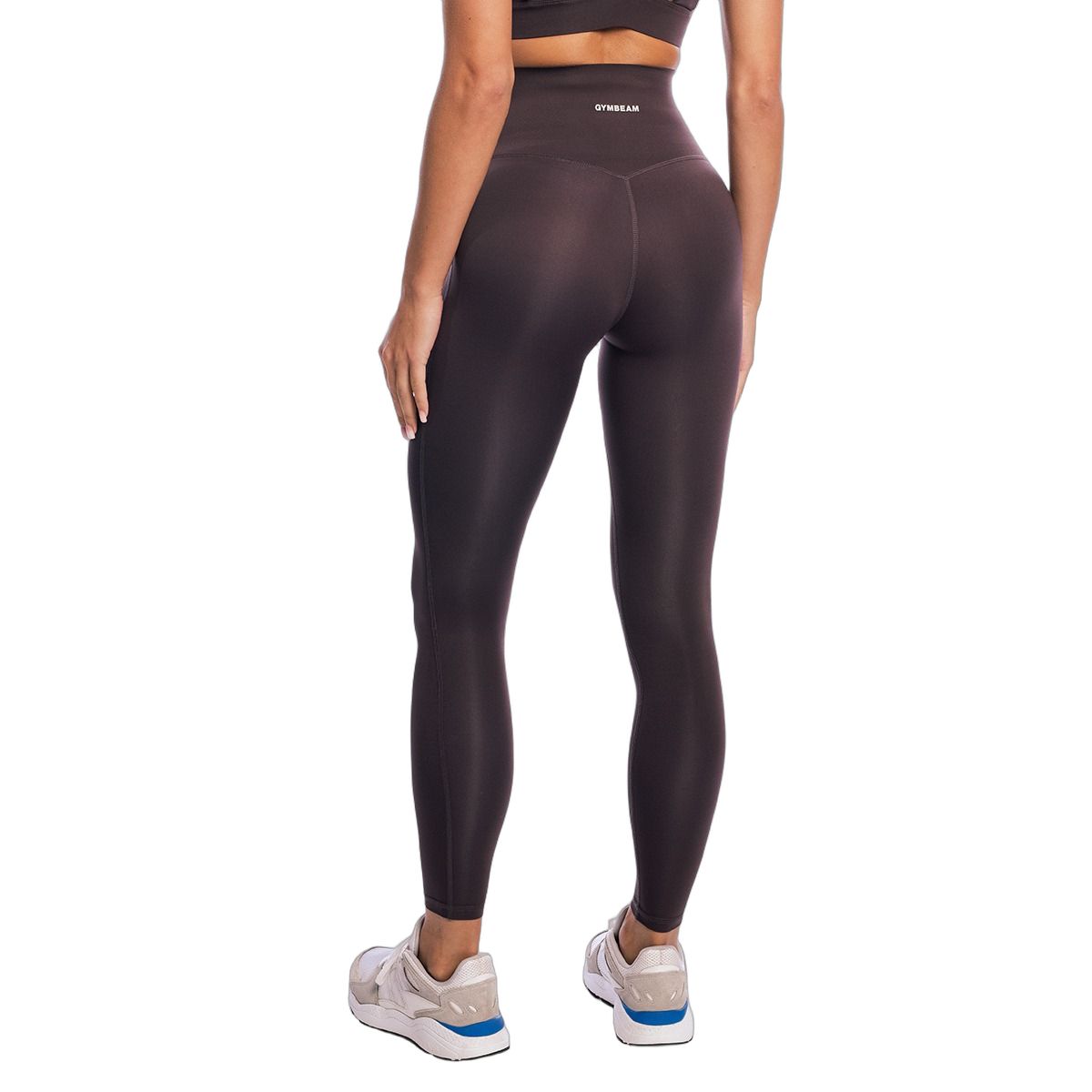 GymBeam Leggings donna Aura Tee Brown vita alta senza tasche lucidi